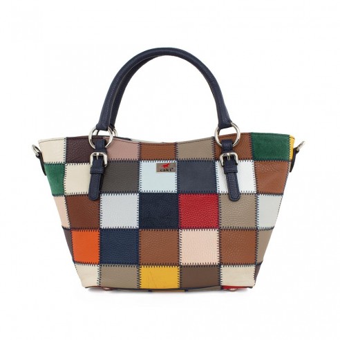 WOMEN'S LEATHER PATCHWORK TOTE SS21-Ρ6739