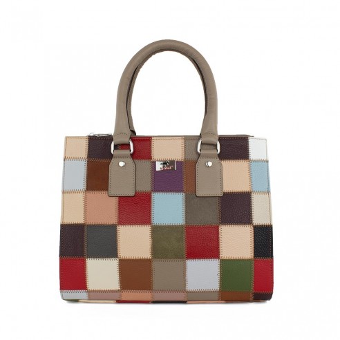 WOMEN'S LEATHER PATCHWORK TOTE BAG SS17-P7117